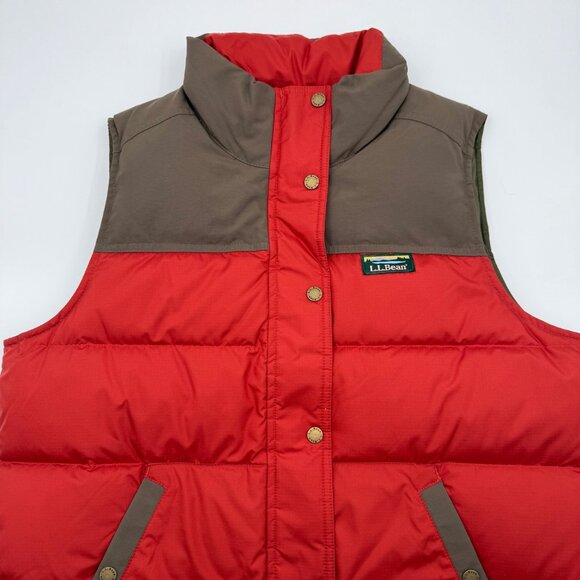 NEW L.L.Bean Women’s Petite L Orange Mountain Classic Down Vest Puffer Pockets - Picture 1 of 13